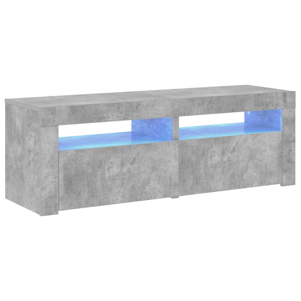 betonszürke TV-szekrény LED-lámpákkal 120 x 35 x 40 cm