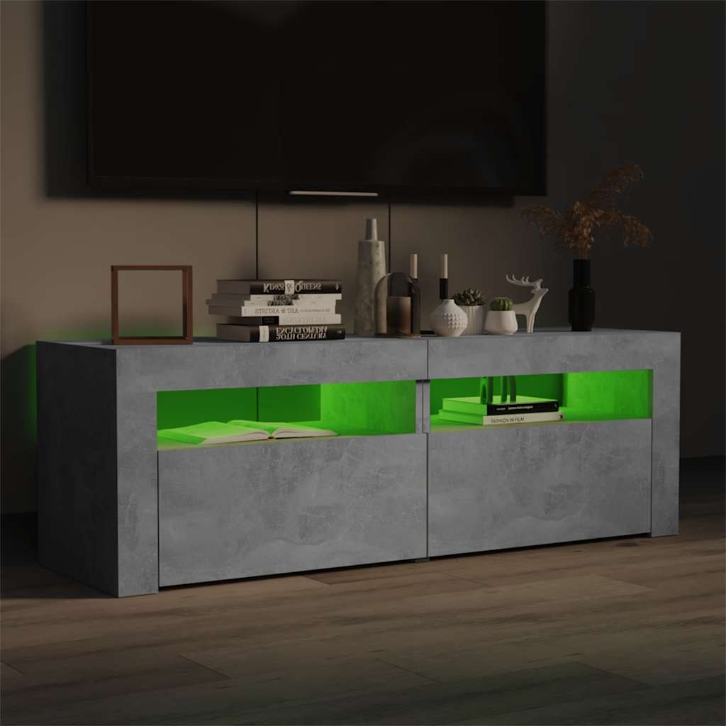 betonszürke TV-szekrény LED-lámpákkal 120 x 35 x 40 cm