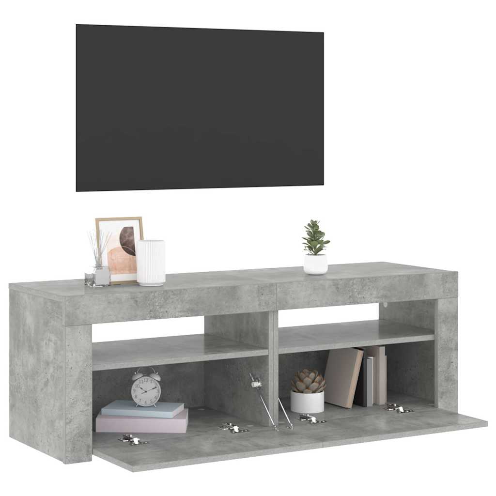 betonszürke TV-szekrény LED-lámpákkal 120 x 35 x 40 cm