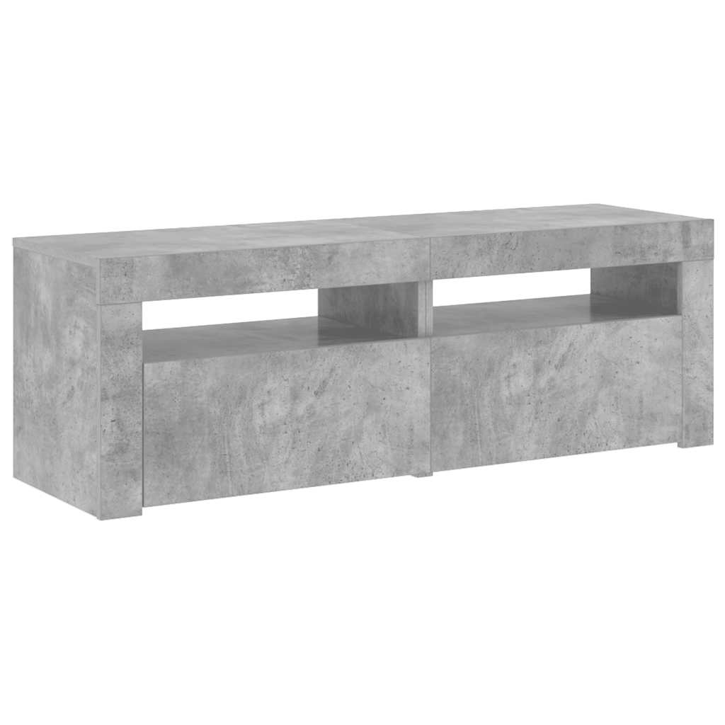 betonszürke TV-szekrény LED-lámpákkal 120 x 35 x 40 cm
