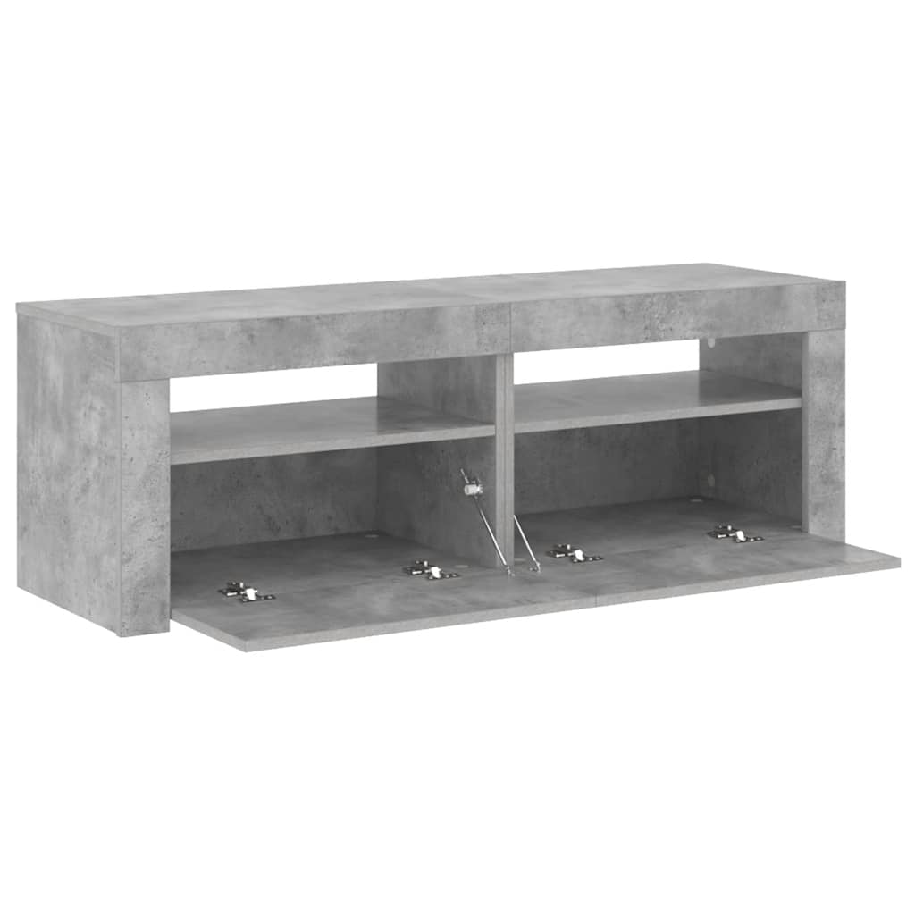 betonszürke TV-szekrény LED-lámpákkal 120 x 35 x 40 cm