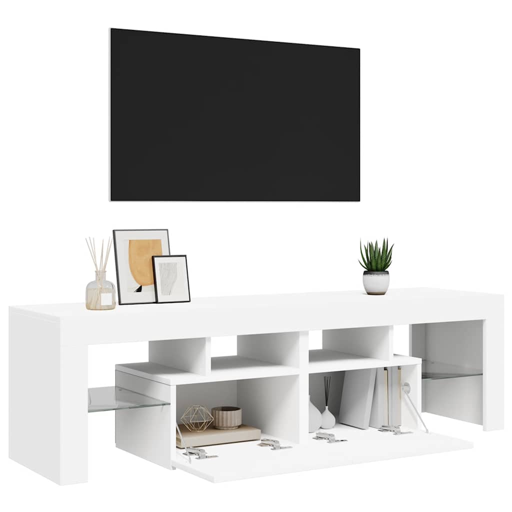 fehér TV-szekrény LED-lámpákkal 140 x 36,5 x 40 cm