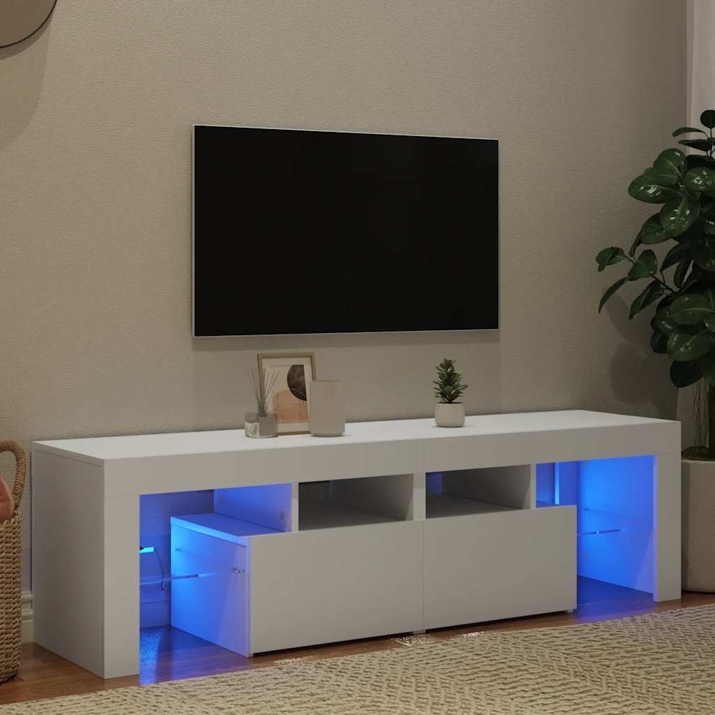 fehér TV-szekrény LED-lámpákkal 140 x 36,5 x 40 cm
