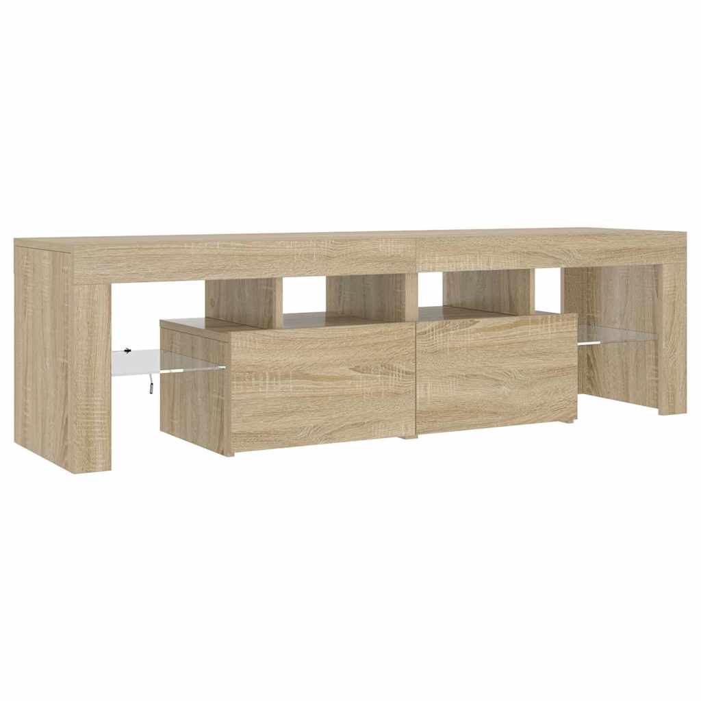 sonoma tölgy színű TV-szekrény LED-lámpákkal 140 x 36,5 x 40 cm