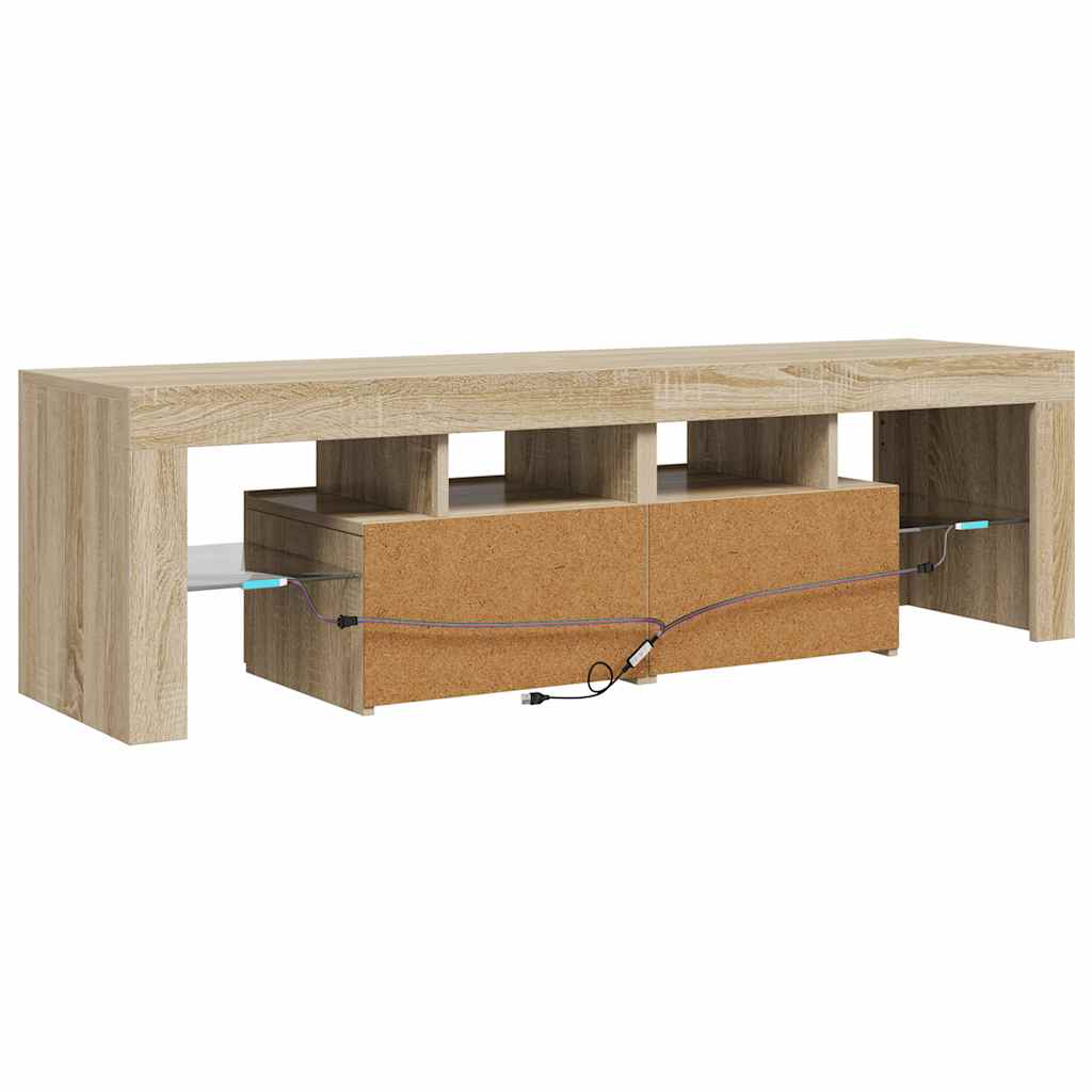 sonoma tölgy színű TV-szekrény LED-lámpákkal 140 x 36,5 x 40 cm