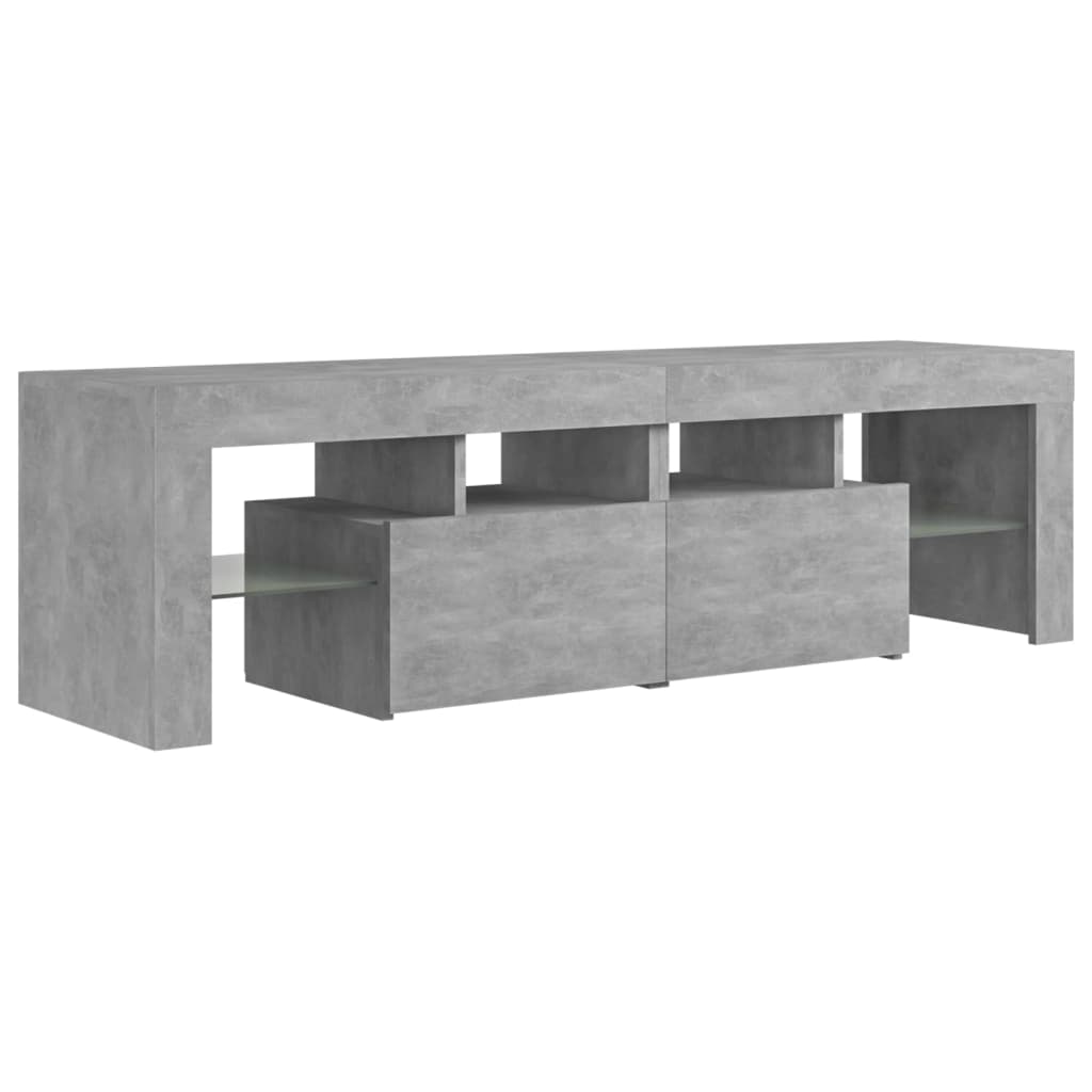 betonszürke TV-szekrény LED-lámpákkal 140 x 36,5 x 40 cm
