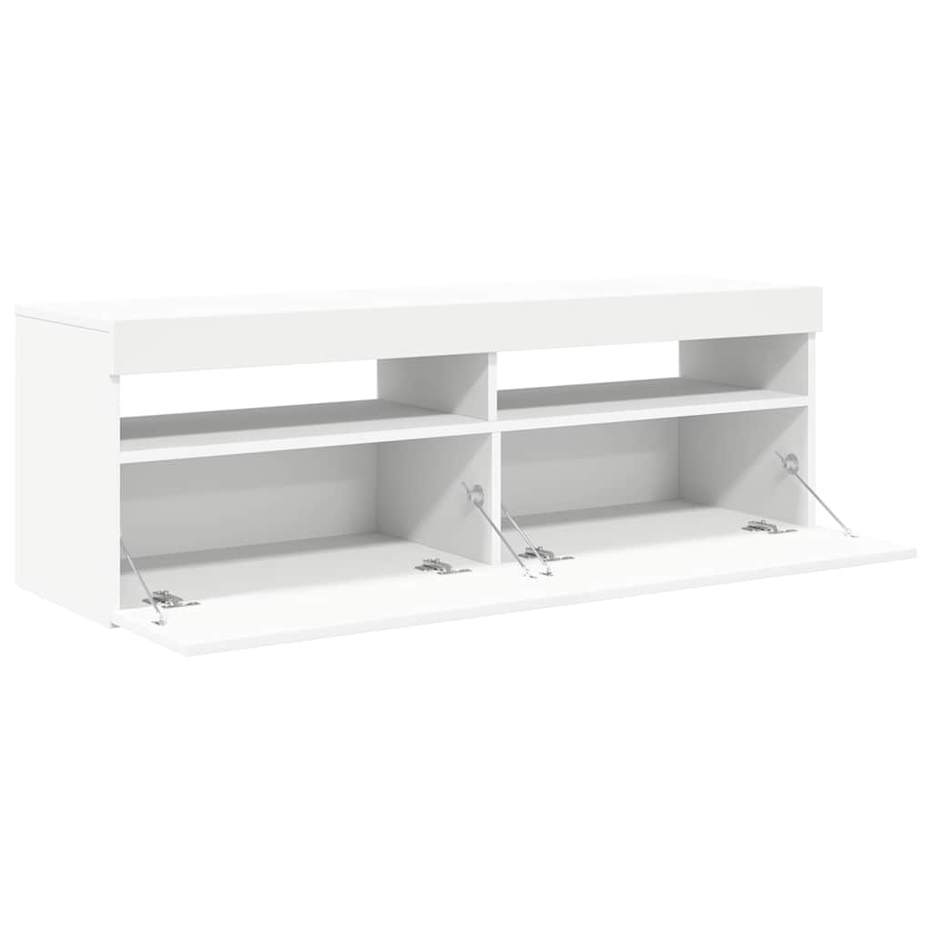 fehér TV-szekrény LED-lámpákkal 120 x 35 x 40 cm