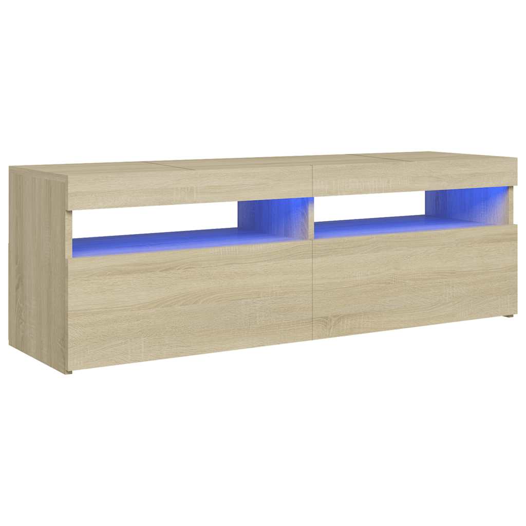 sonoma tölgy színű TV-szekrény LED-lámpákkal 120 x 35 x 40 cm
