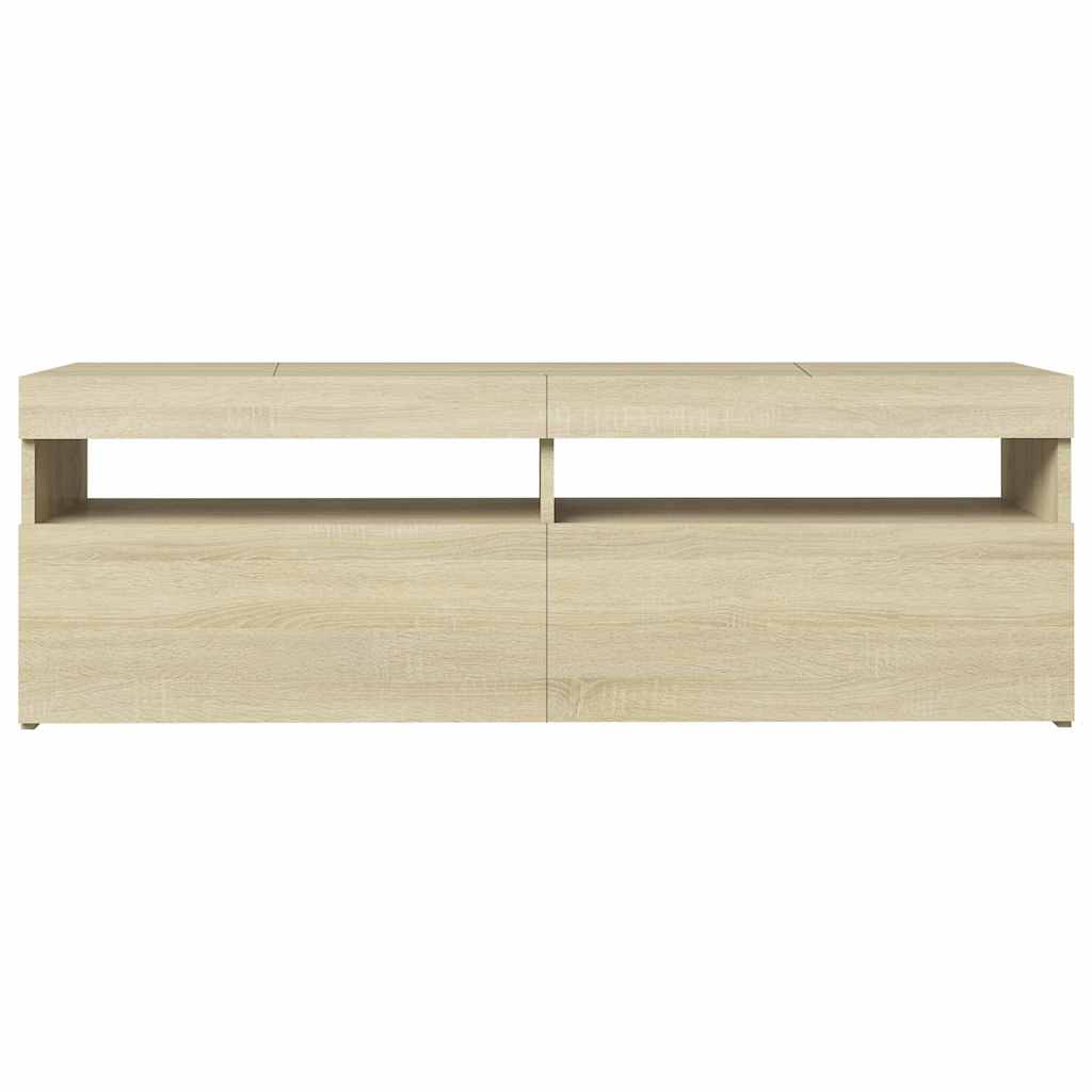 sonoma tölgy színű TV-szekrény LED-lámpákkal 120 x 35 x 40 cm