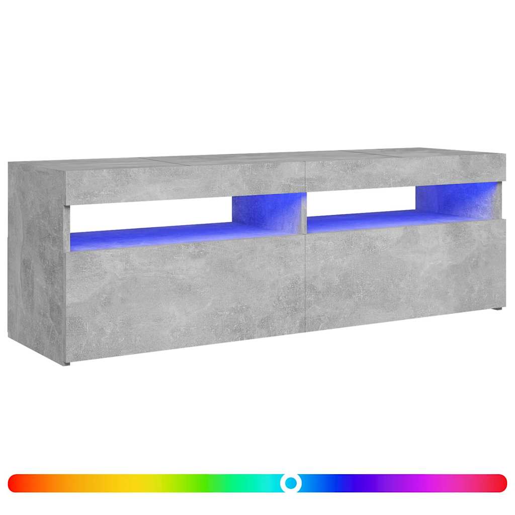 betonszürke TV-szekrény LED-lámpákkal 120 x 35 x 40 cm