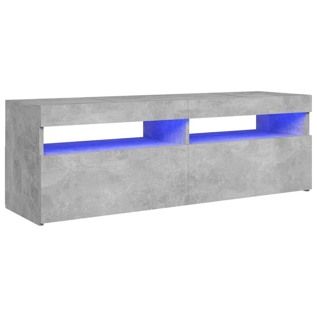 betonszürke TV-szekrény LED-lámpákkal 120 x 35 x 40 cm