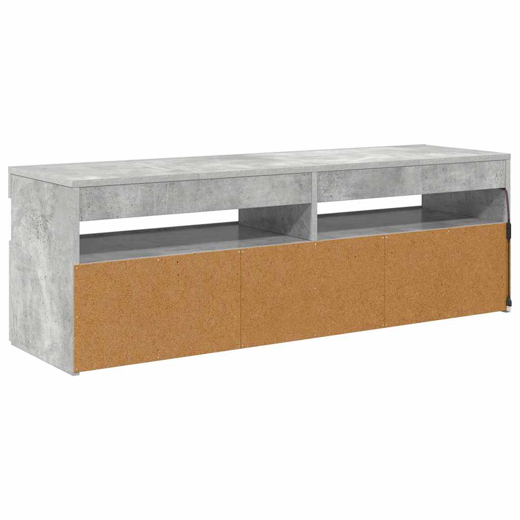 betonszürke TV-szekrény LED-lámpákkal 120 x 35 x 40 cm