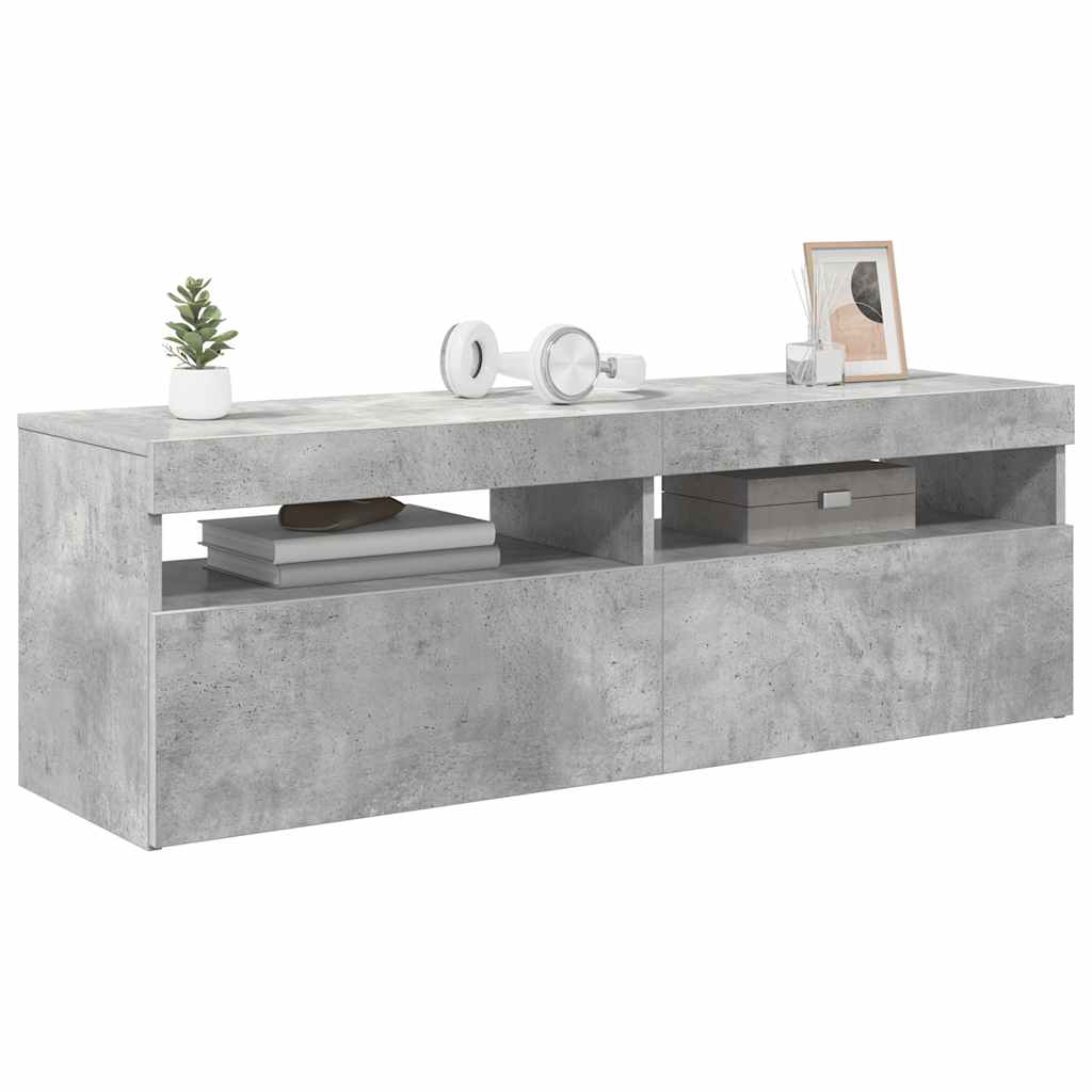 betonszürke TV-szekrény LED-lámpákkal 120 x 35 x 40 cm