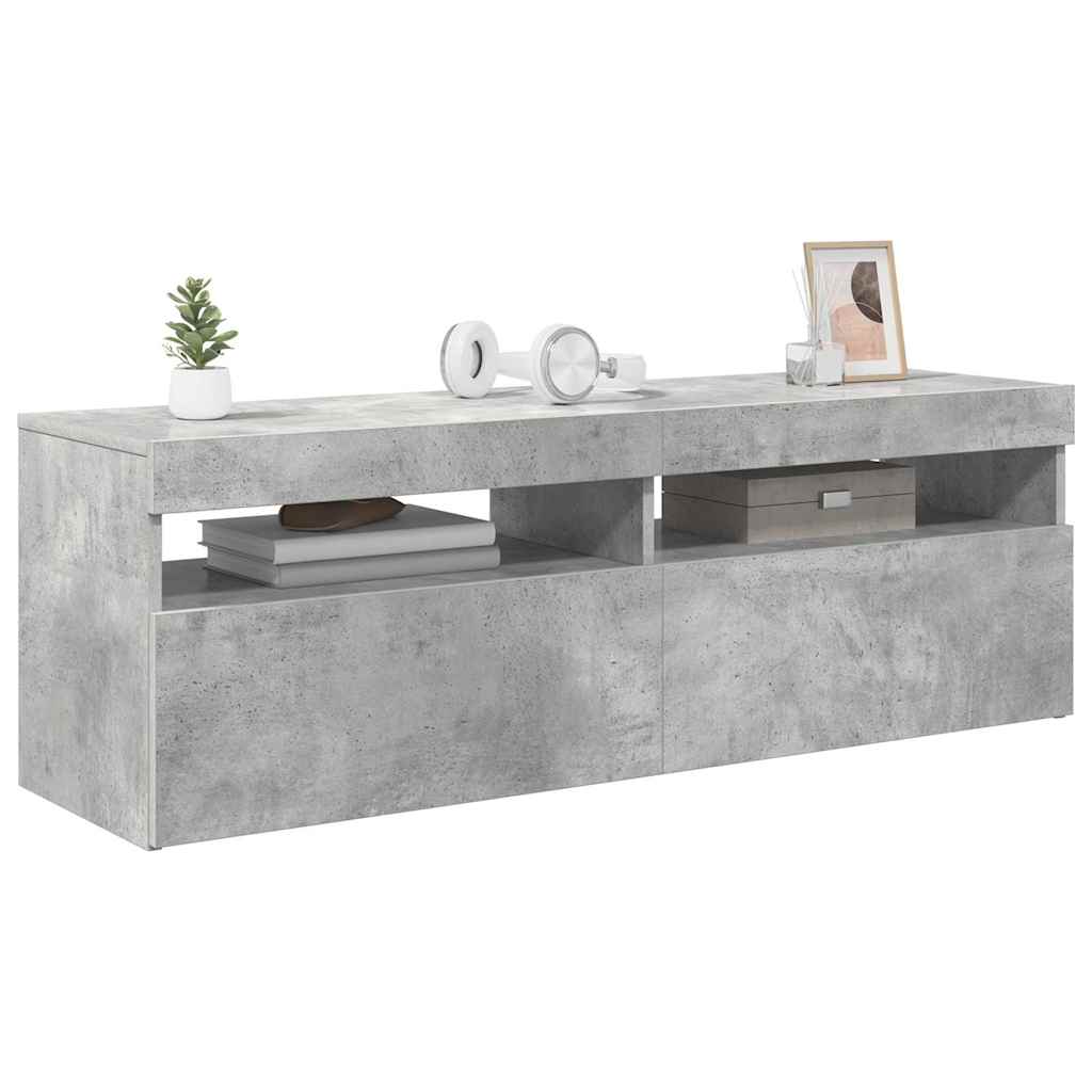 betonszürke TV-szekrény LED-lámpákkal 120 x 35 x 40 cm