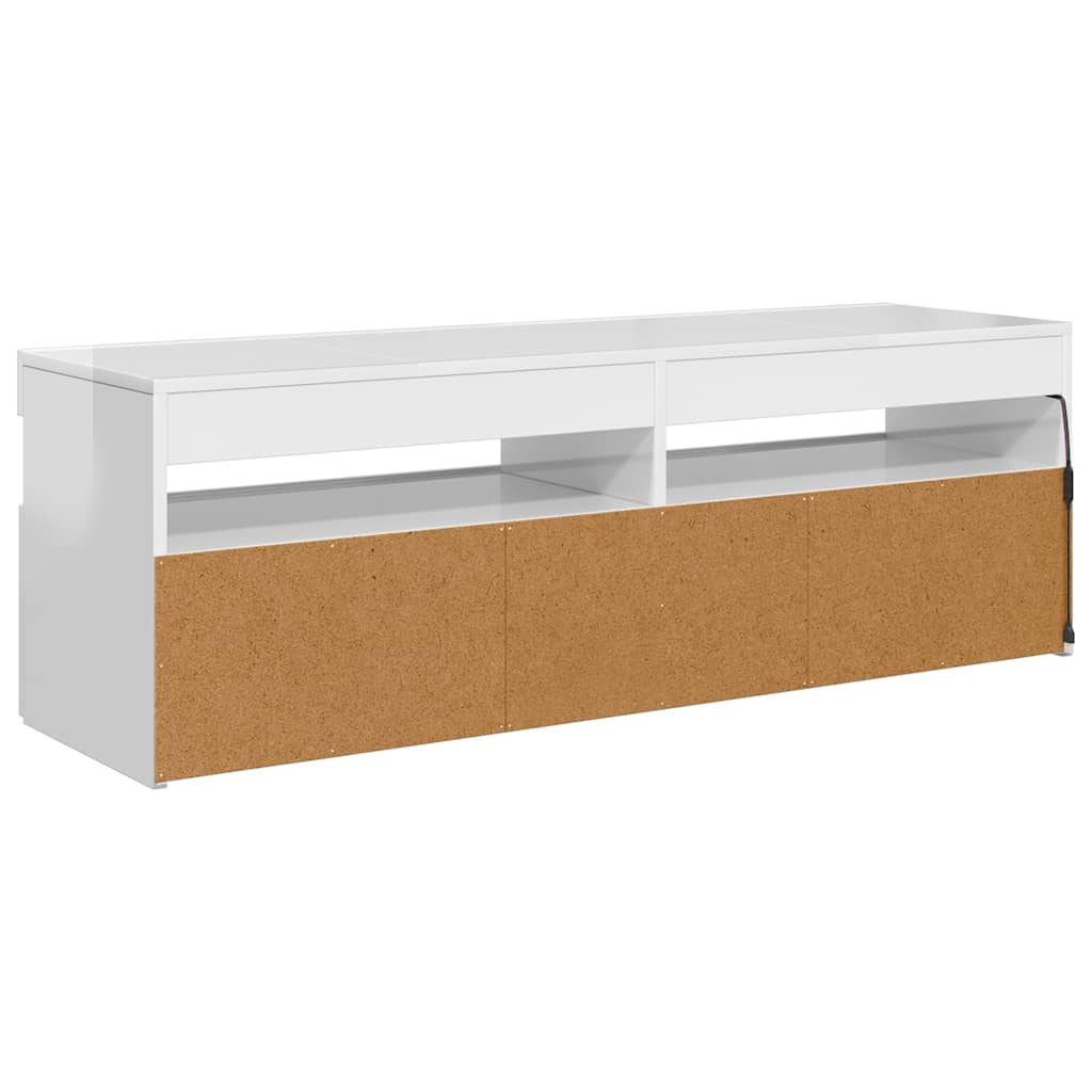 magasfényű fehér TV-szekrény LED-lámpákkal 120 x 35 x 40 cm