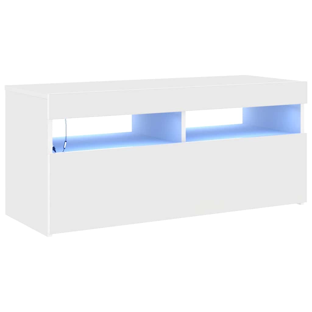 fehér TV-szekrény LED-lámpákkal 90 x 35 x 40 cm
