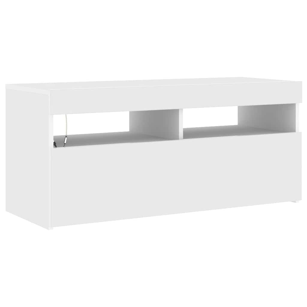fehér TV-szekrény LED-lámpákkal 90 x 35 x 40 cm