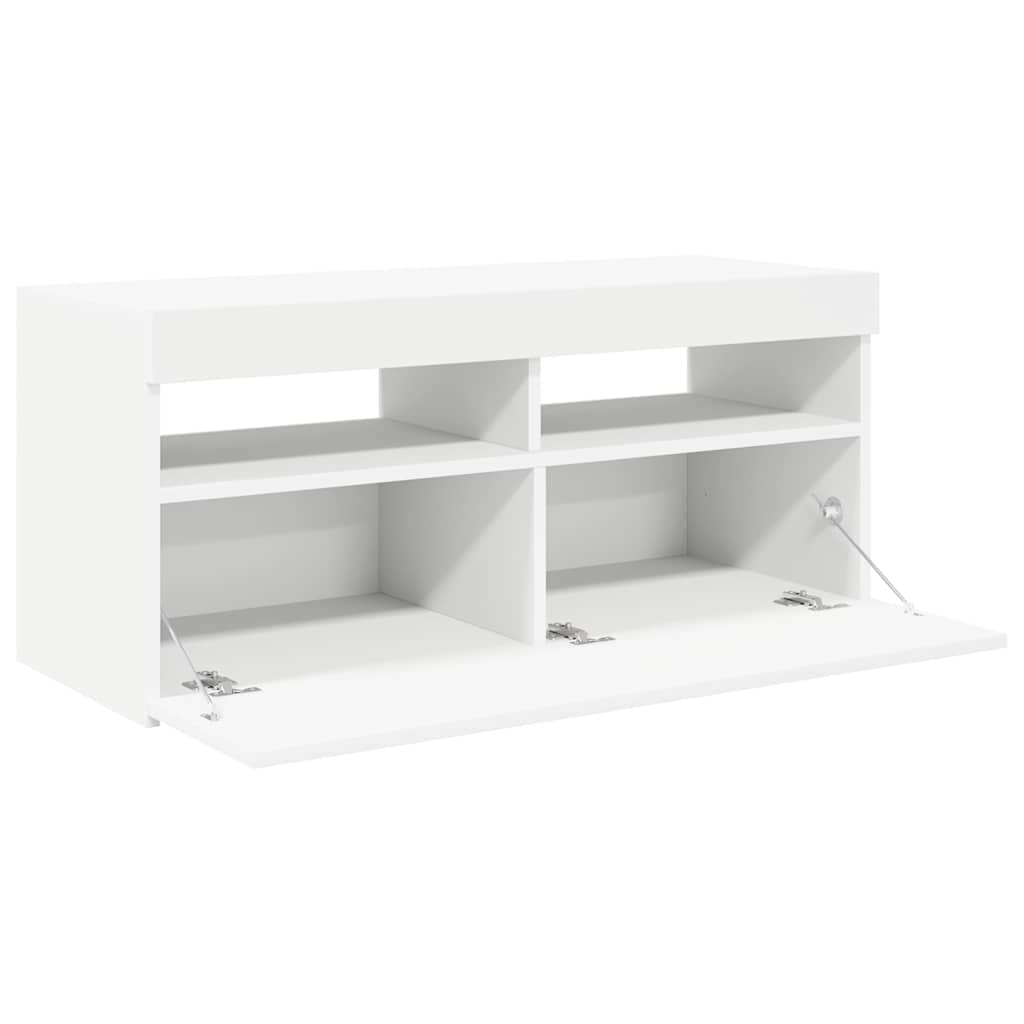 fehér TV-szekrény LED-lámpákkal 90 x 35 x 40 cm