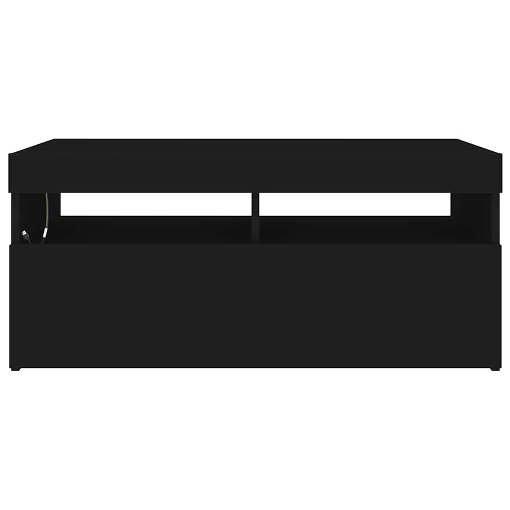 fekete TV-szekrény LED-világítással 90x35x40 cm