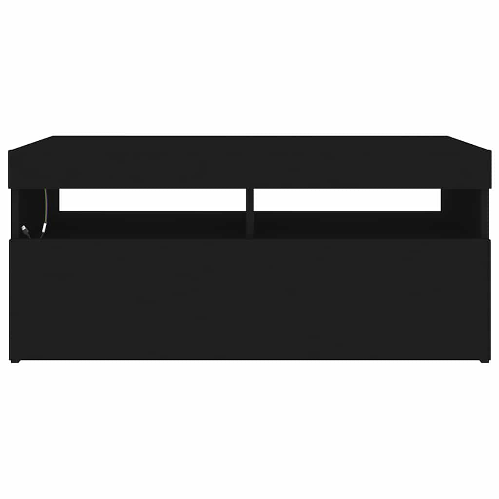 fekete TV-szekrény LED-világítással 90x35x40 cm