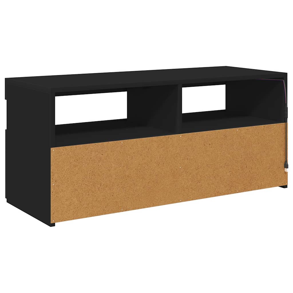 fekete TV-szekrény LED-világítással 90x35x40 cm