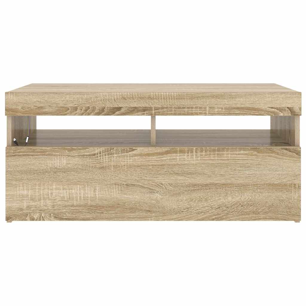 sonoma tölgy színű TV-szekrény LED-világítással 90 x 35 x 40 cm