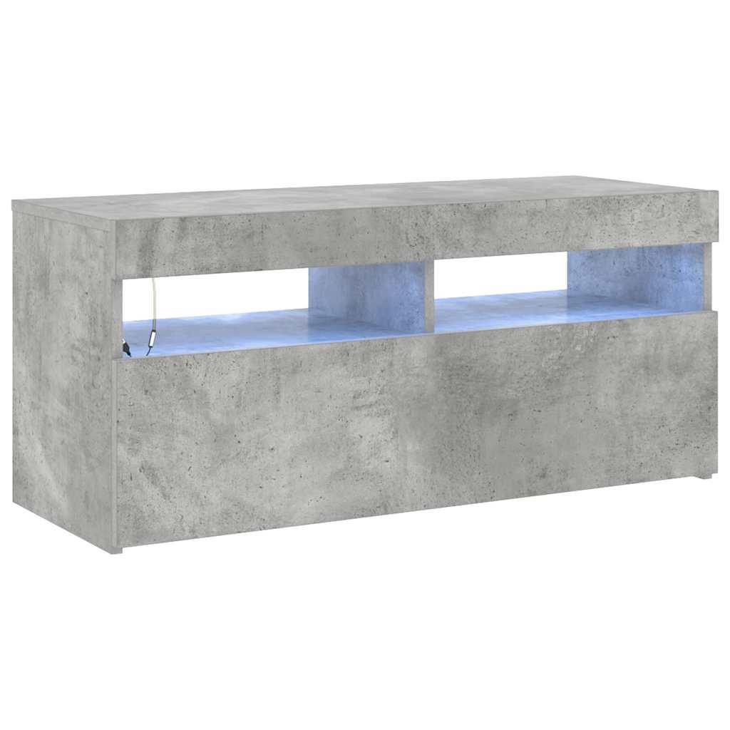 betonszürke TV-szekrény LED-világítással 90 x 35 x 40 cm