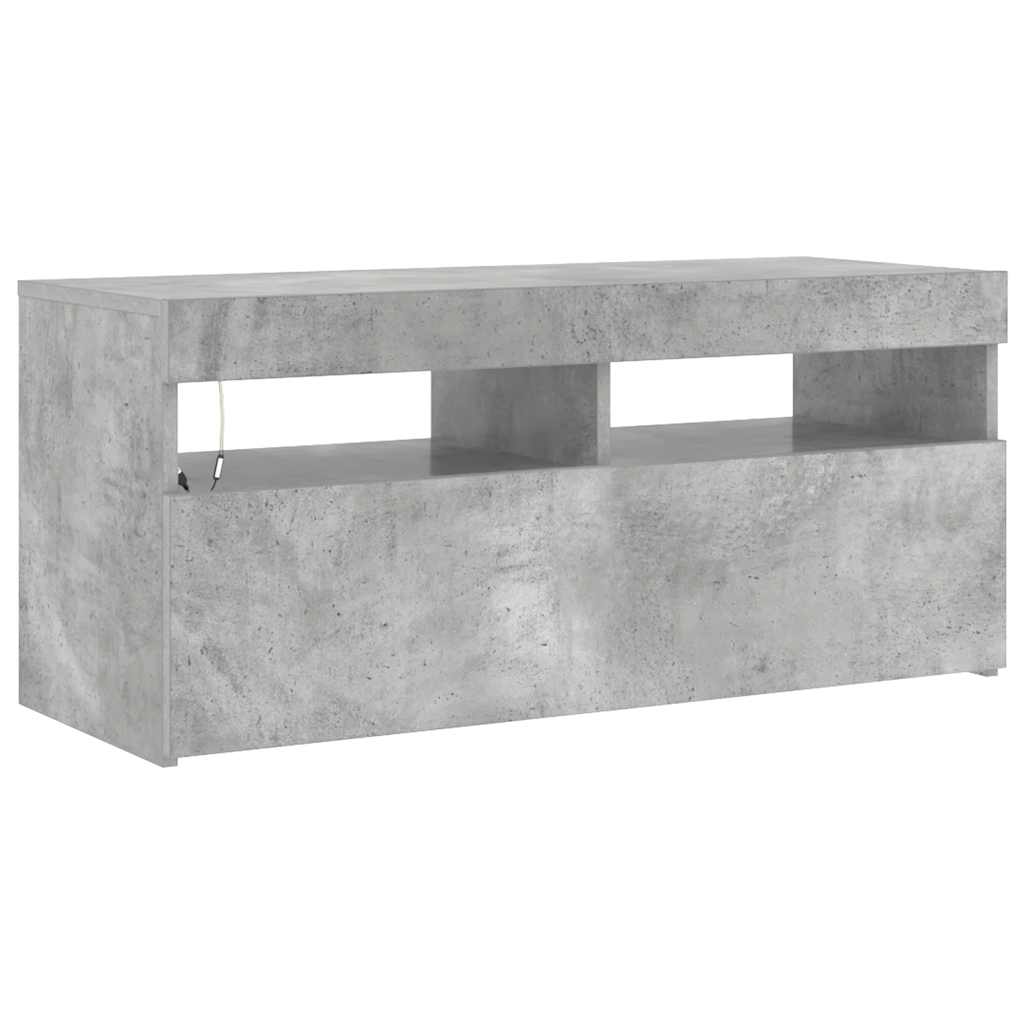 betonszürke TV-szekrény LED-világítással 90 x 35 x 40 cm