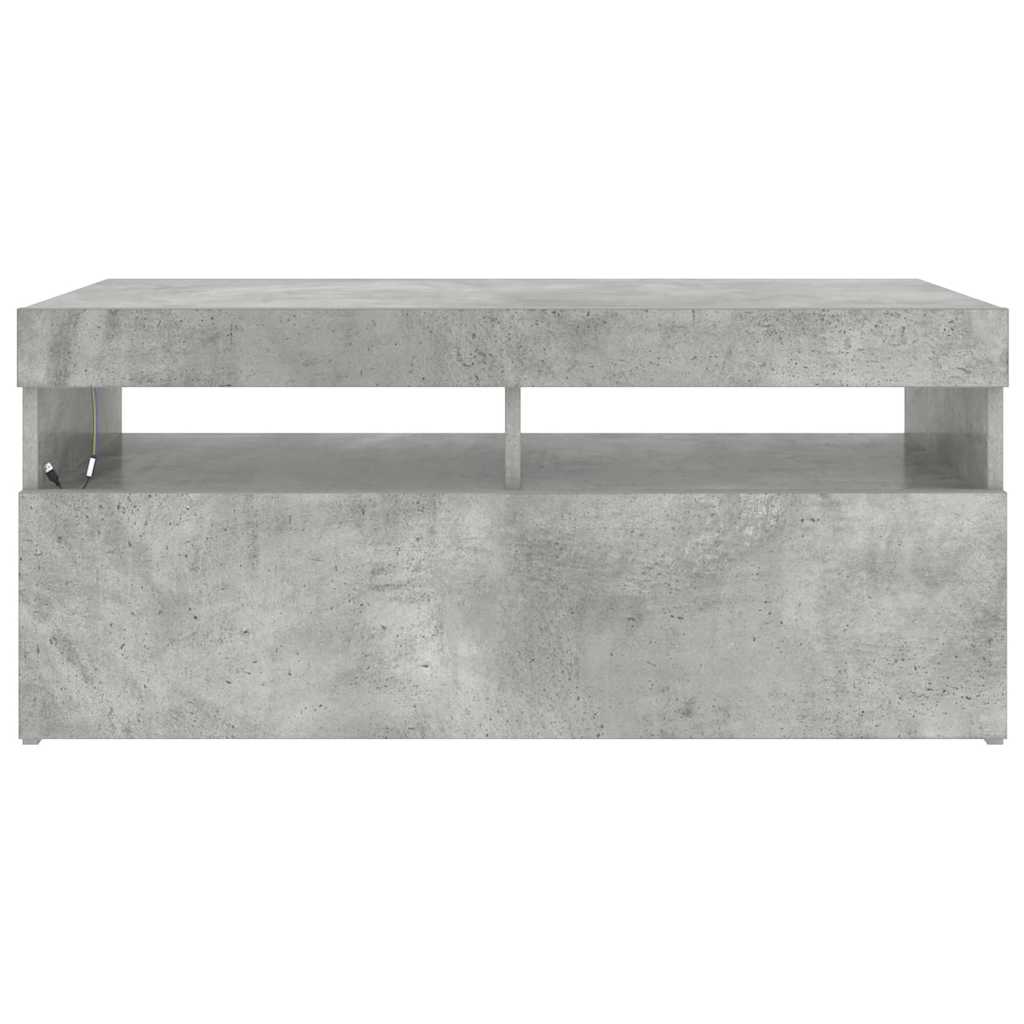 betonszürke TV-szekrény LED-világítással 90 x 35 x 40 cm