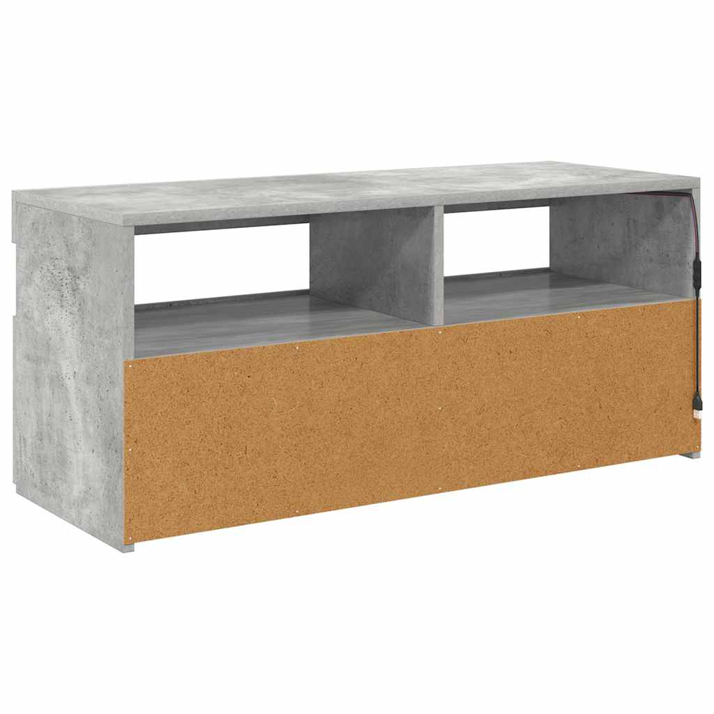 betonszürke TV-szekrény LED-világítással 90 x 35 x 40 cm