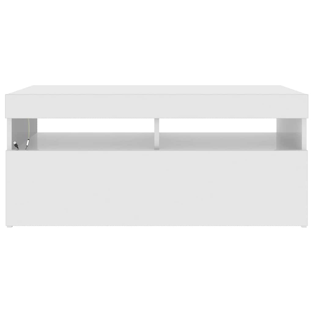 magasfényű fehér TV-szekrény LED lámpákkal 90x35x40 cm