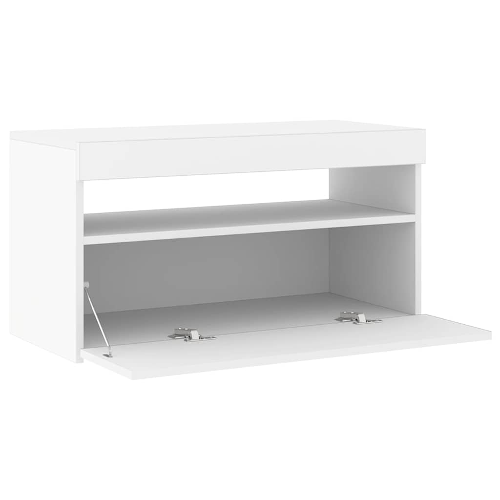 fehér TV-szekrény LED-világítással 75 x 35 x 40 cm