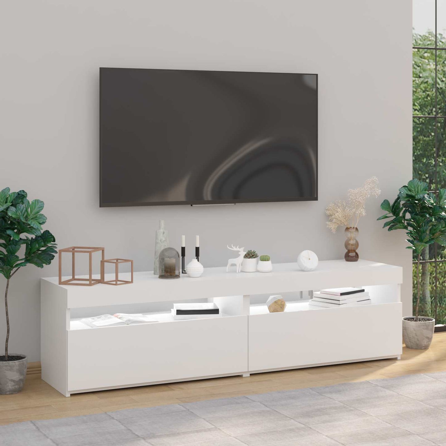 2 db fehér TV-szekrény LED-világítással 75 x 35 x 40 cm