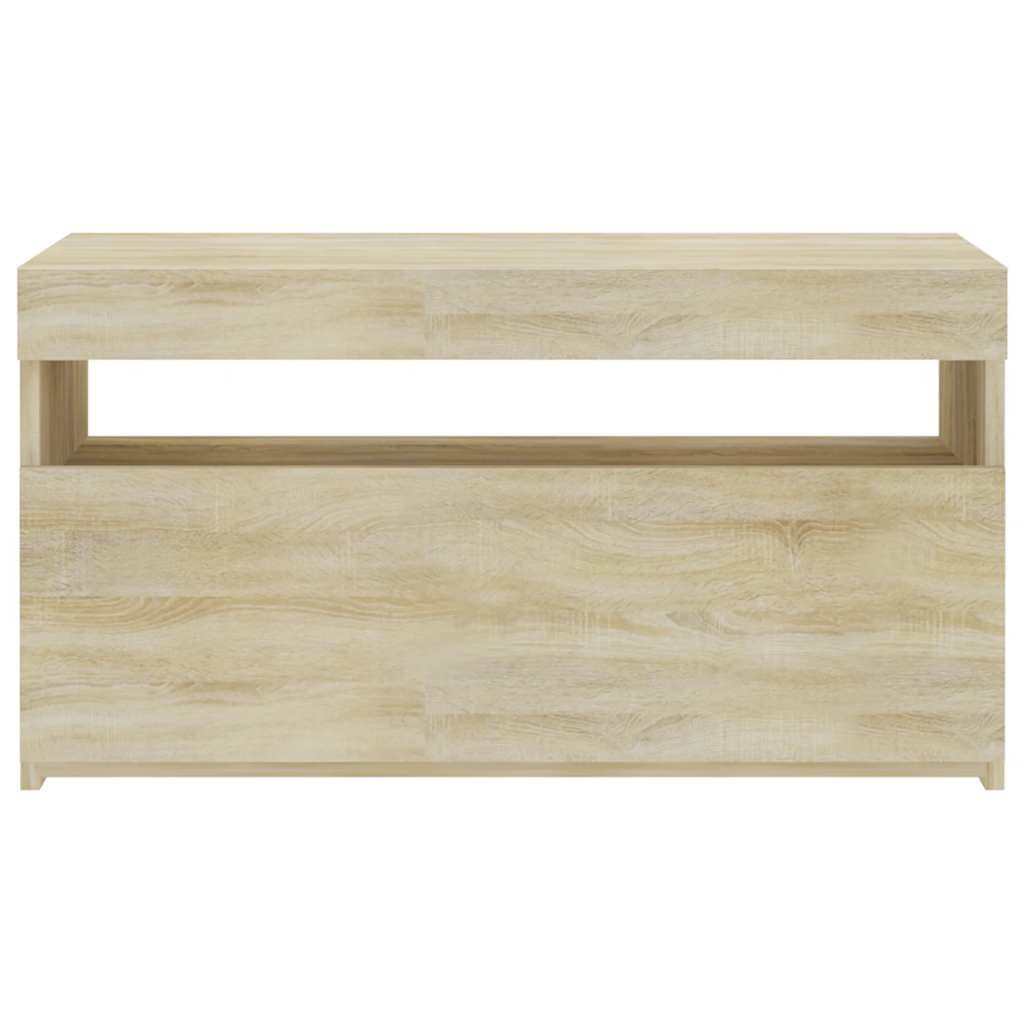 sonoma tölgy színű TV-szekrény LED-világítással 75 x 35 x 40 cm