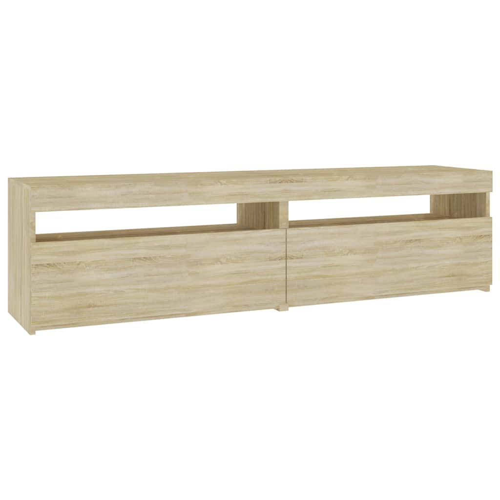2 db sonoma tölgy színű TV-szekrény LED-ekkel 75 x 35 x 40 cm