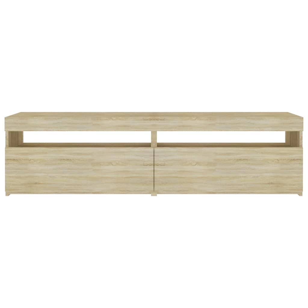 2 db sonoma tölgy színű TV-szekrény LED-ekkel 75 x 35 x 40 cm