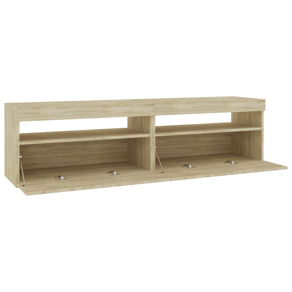 2 db sonoma tölgy színű TV-szekrény LED-ekkel 75 x 35 x 40 cm