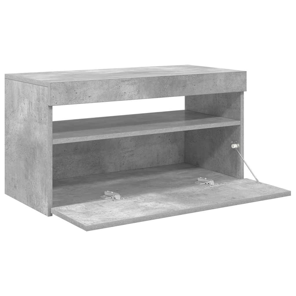 betonszürke TV-szekrény LED-világítással 75 x 35 x 40 cm