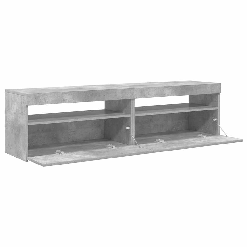 2 db betonszürke TV-szekrény LED-világítással 75 x 35 x 40 cm