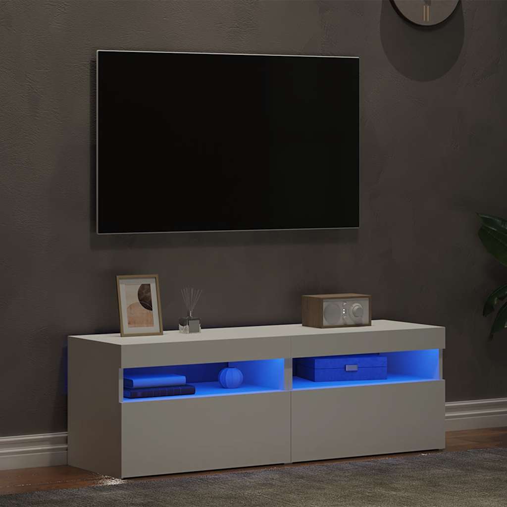 2 db fehér TV-szekrény LED-lámpákkal 60 x 35 x 40 cm