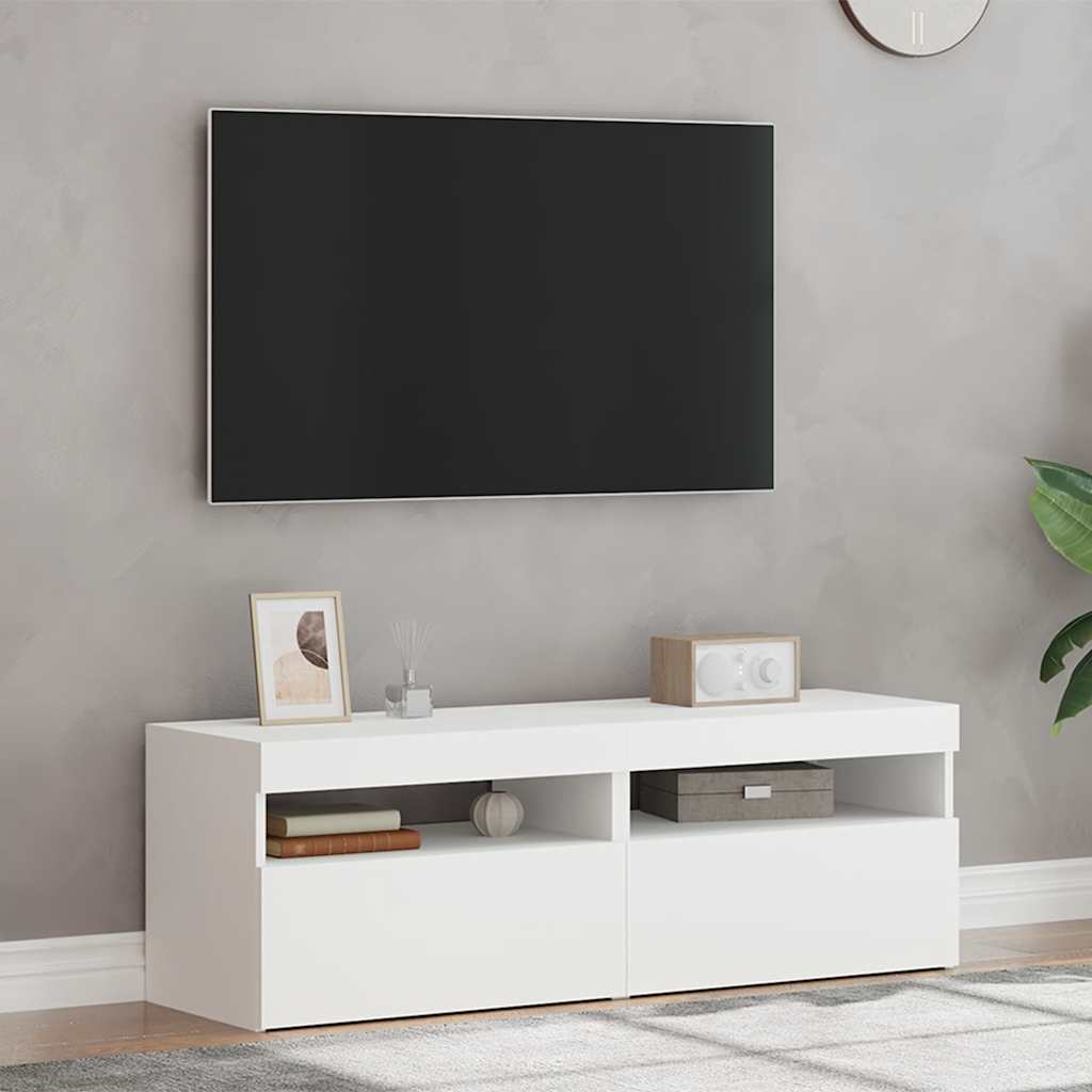 2 db fehér TV-szekrény LED-lámpákkal 60 x 35 x 40 cm