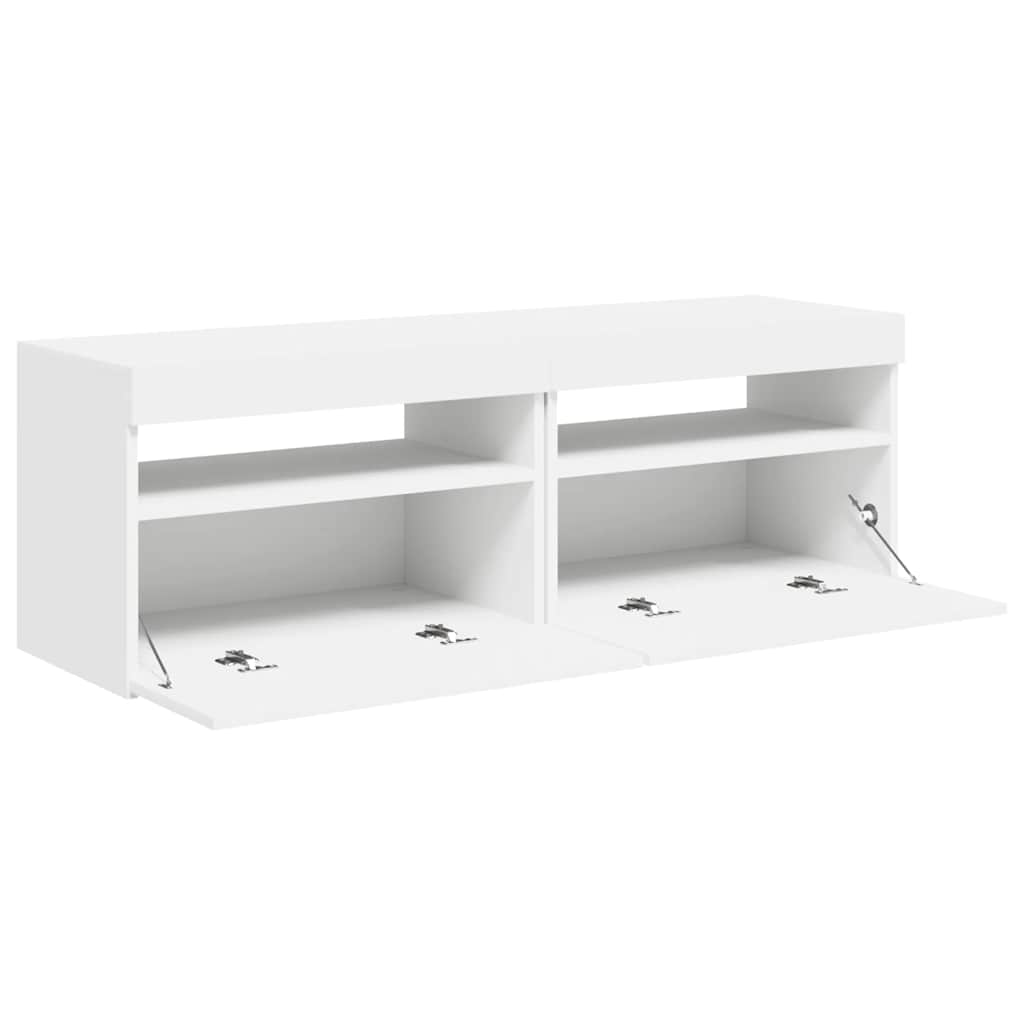 2 db fehér TV-szekrény LED-lámpákkal 60 x 35 x 40 cm