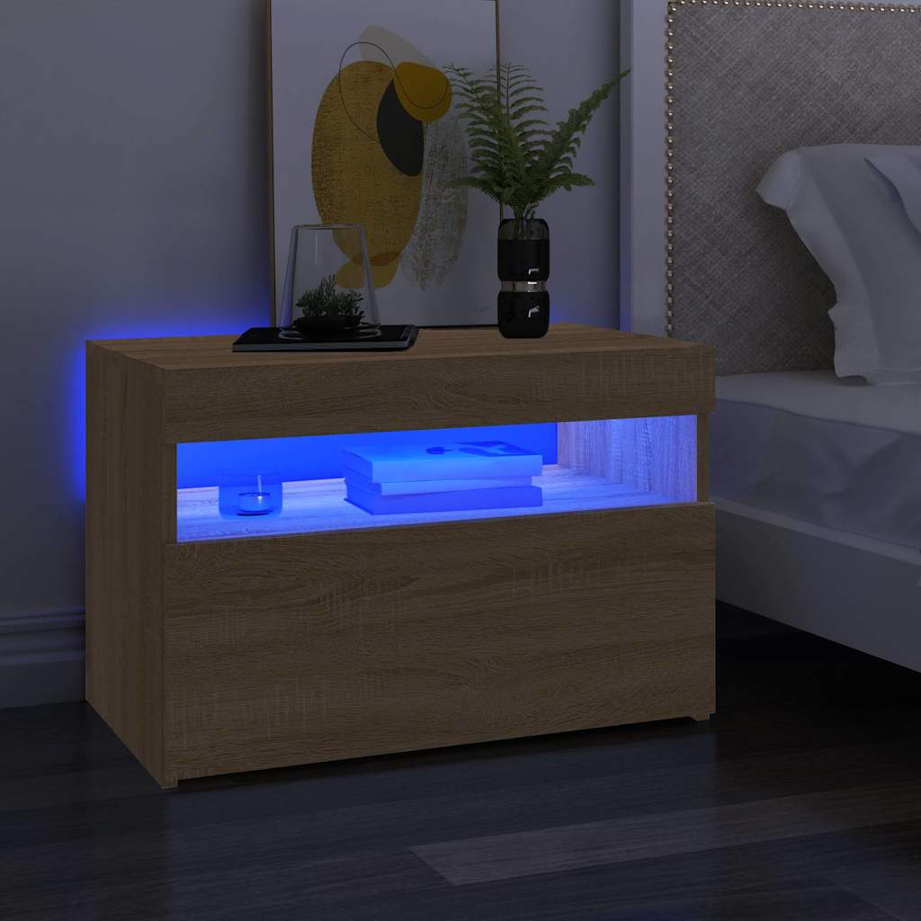 sonoma tölgy színű TV-szekrény LED-lámpákkal 60 x 35 x 40 cm