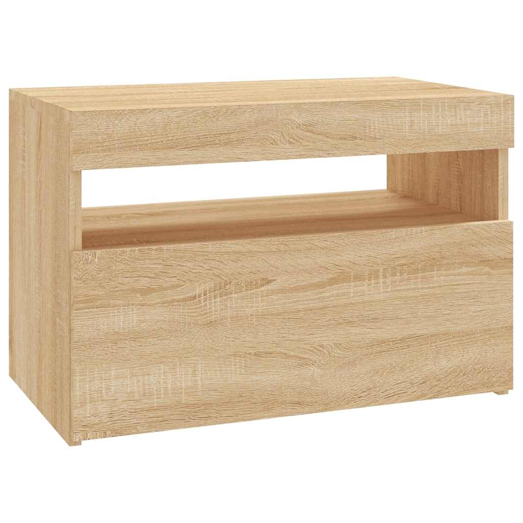 sonoma tölgy színű TV-szekrény LED-lámpákkal 60 x 35 x 40 cm