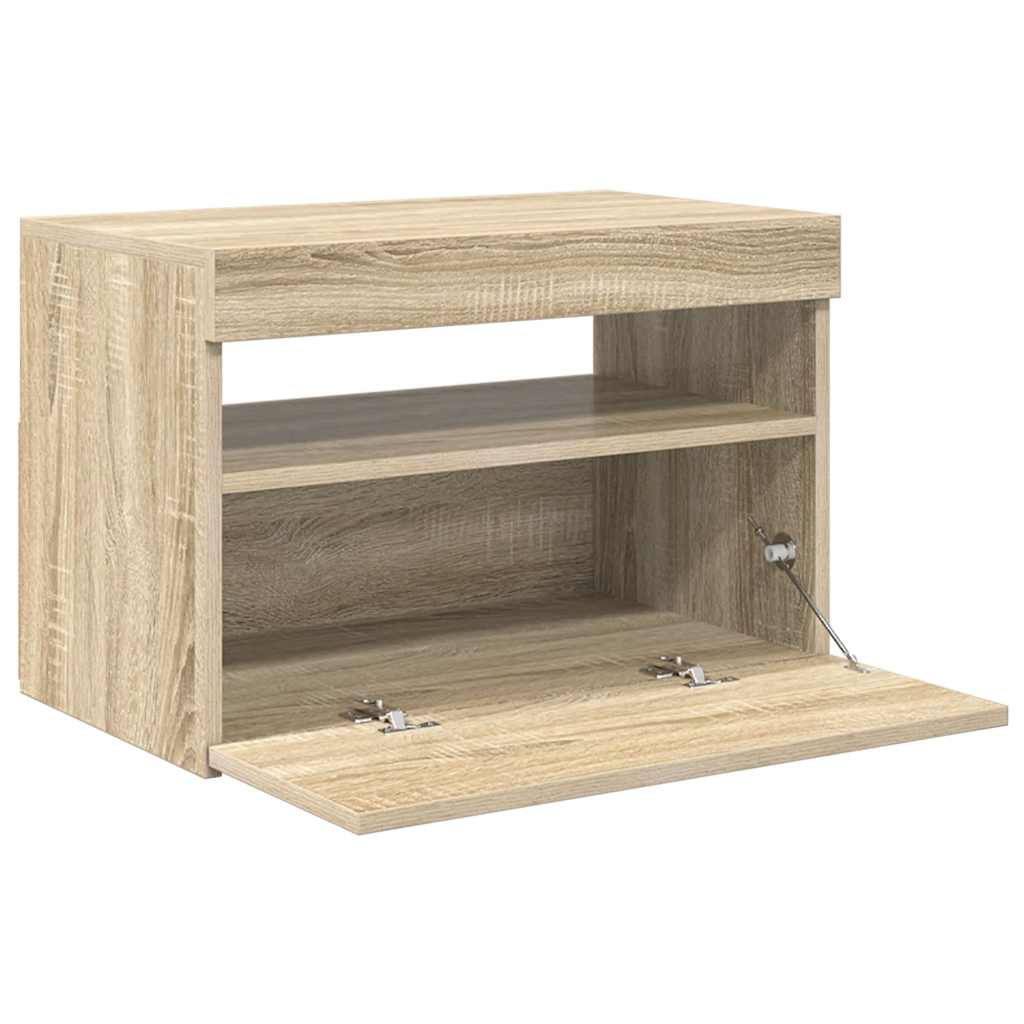 sonoma tölgy színű TV-szekrény LED-lámpákkal 60 x 35 x 40 cm
