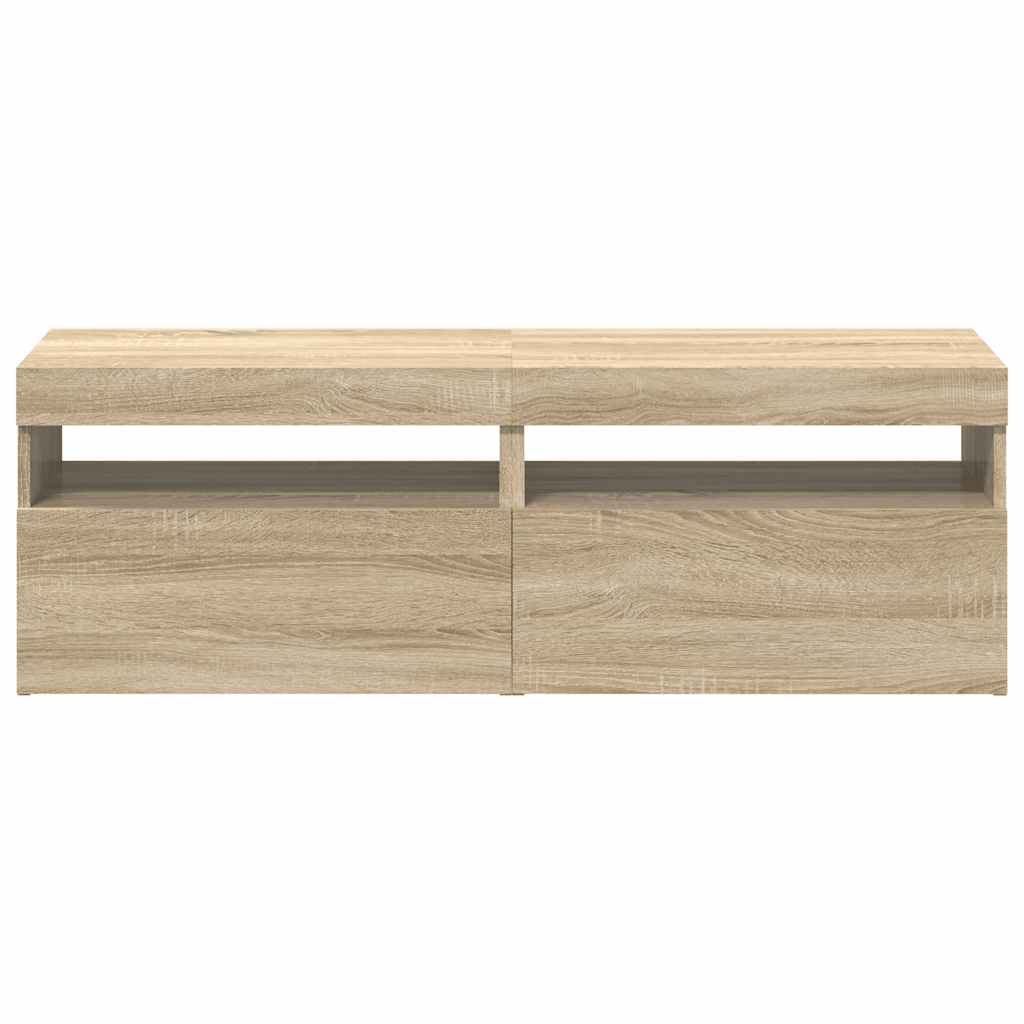 2 db sonoma tölgy színű TV-szekrény LED-lámpákkal 60x35x40 cm