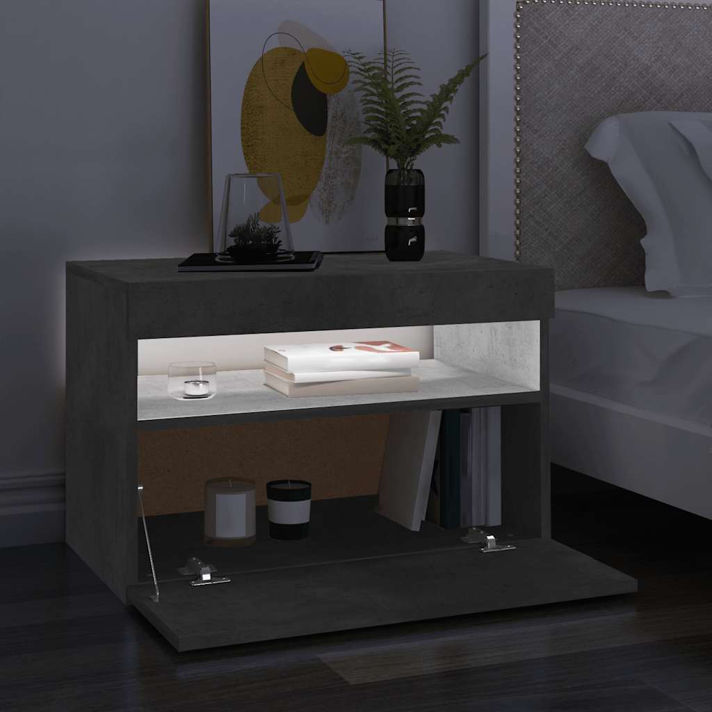 betonszürke TV-szekrény LED-lámpákkal 60 x 35 x 40 cm