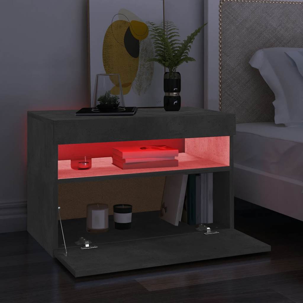 betonszürke TV-szekrény LED-lámpákkal 60 x 35 x 40 cm