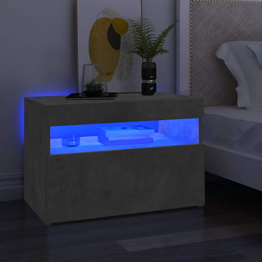 betonszürke TV-szekrény LED-lámpákkal 60 x 35 x 40 cm