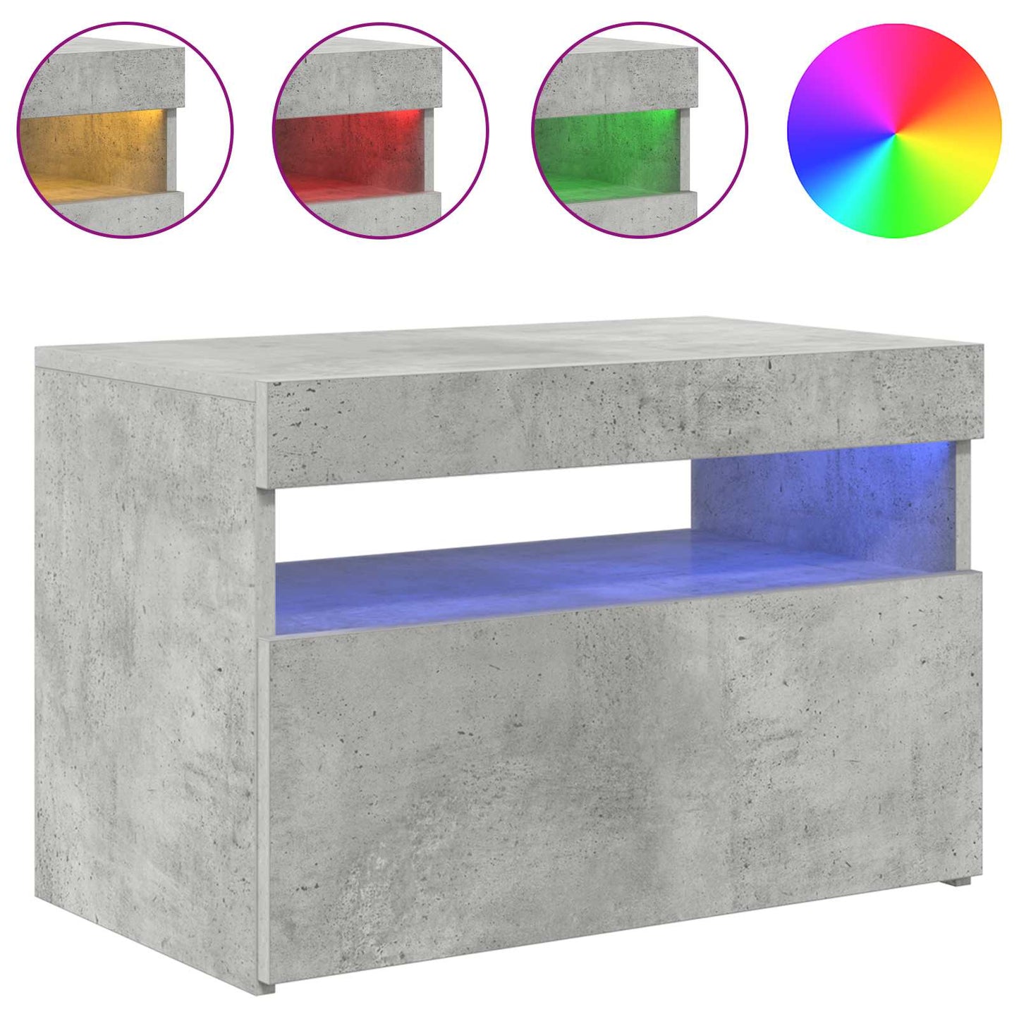 betonszürke TV-szekrény LED-lámpákkal 60 x 35 x 40 cm